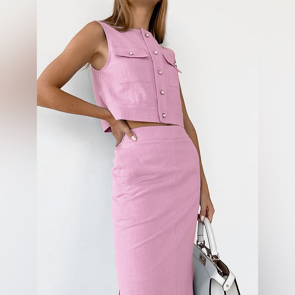 Commence Split Pockets Sleeveless Skirt Set - Picture 4 of 4